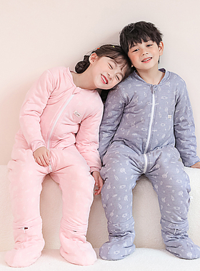 睡袋包脚可拆脚套加厚棉花秋冬款春秋四季小孩宝宝中大童防踢被子