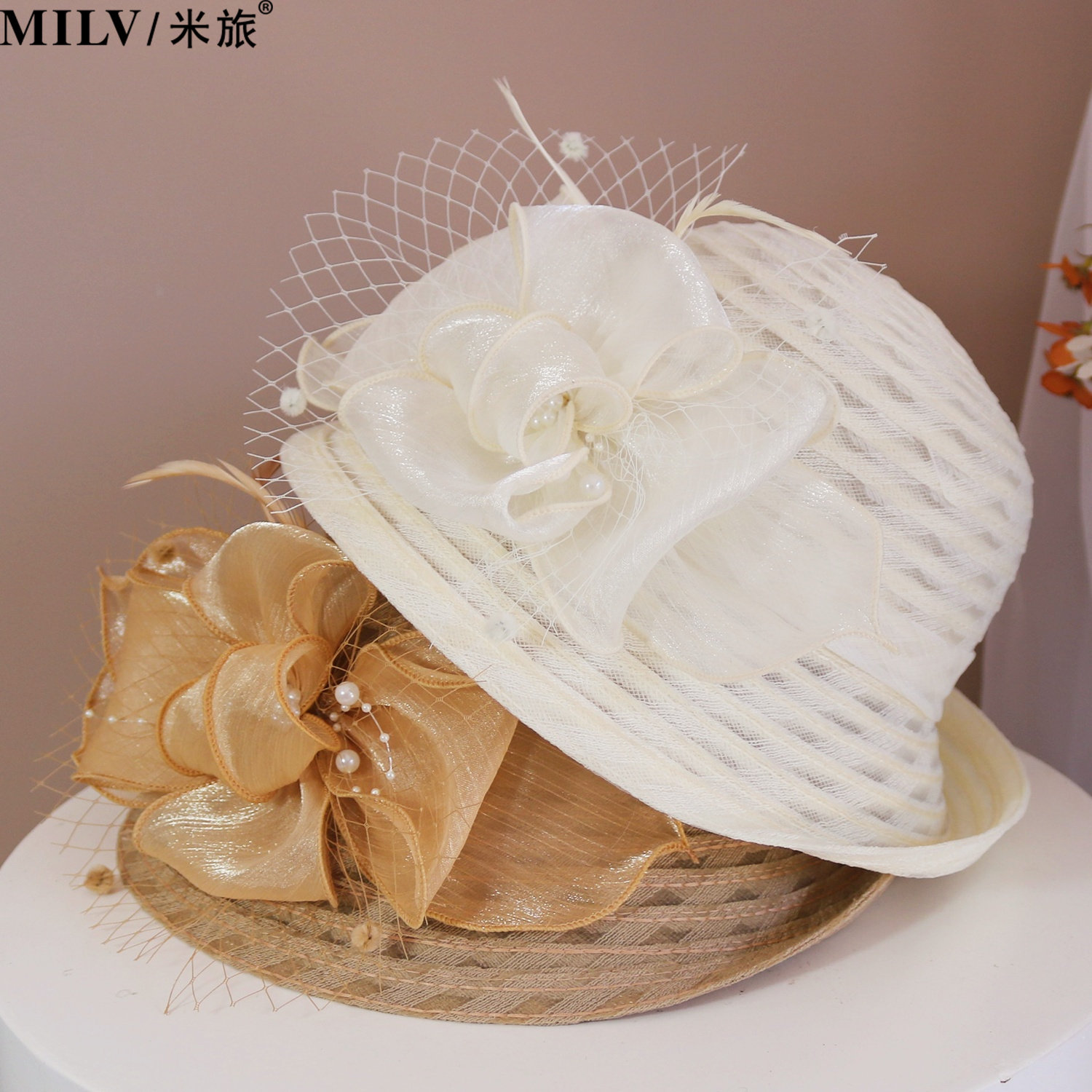 夏季帽子女卷边优雅小礼帽