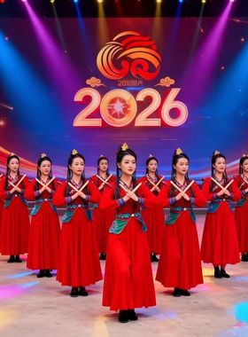 新款红色打鼓服女腰鼓盘鼓队队服喜庆演出套装舞台服装