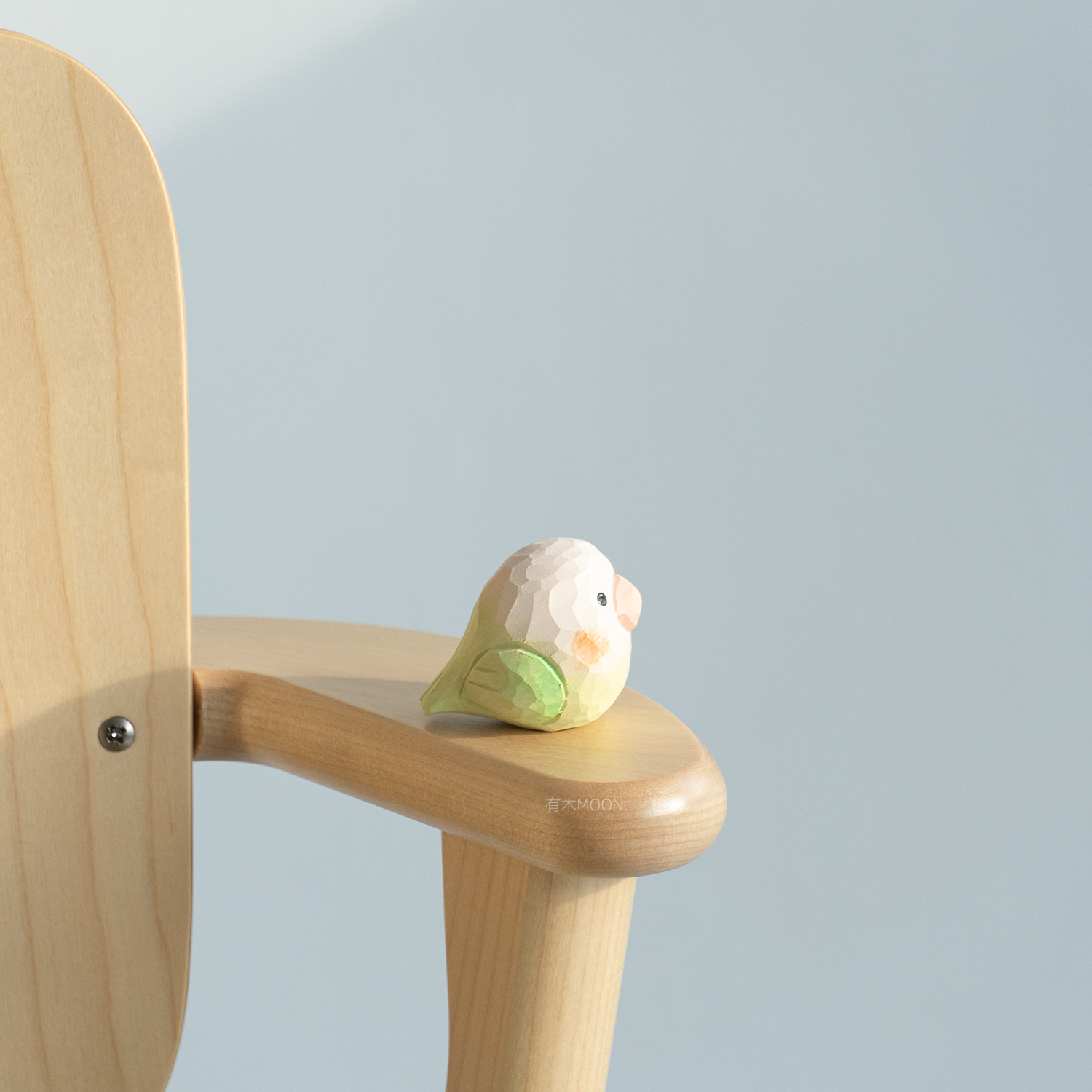 小胖鹦鹉 绿鹦鹉蓝鹦鹉可爱鸟治愈木雕纯手工桌面装饰品礼物礼品