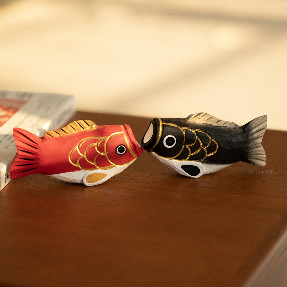 开运锦鲤 好运连连 创意木雕鱼高级感摆件祝福送礼物礼品纯手工