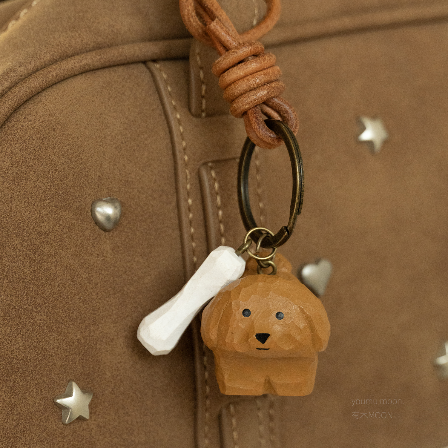 生日礼物可爱手工木雕钥匙链