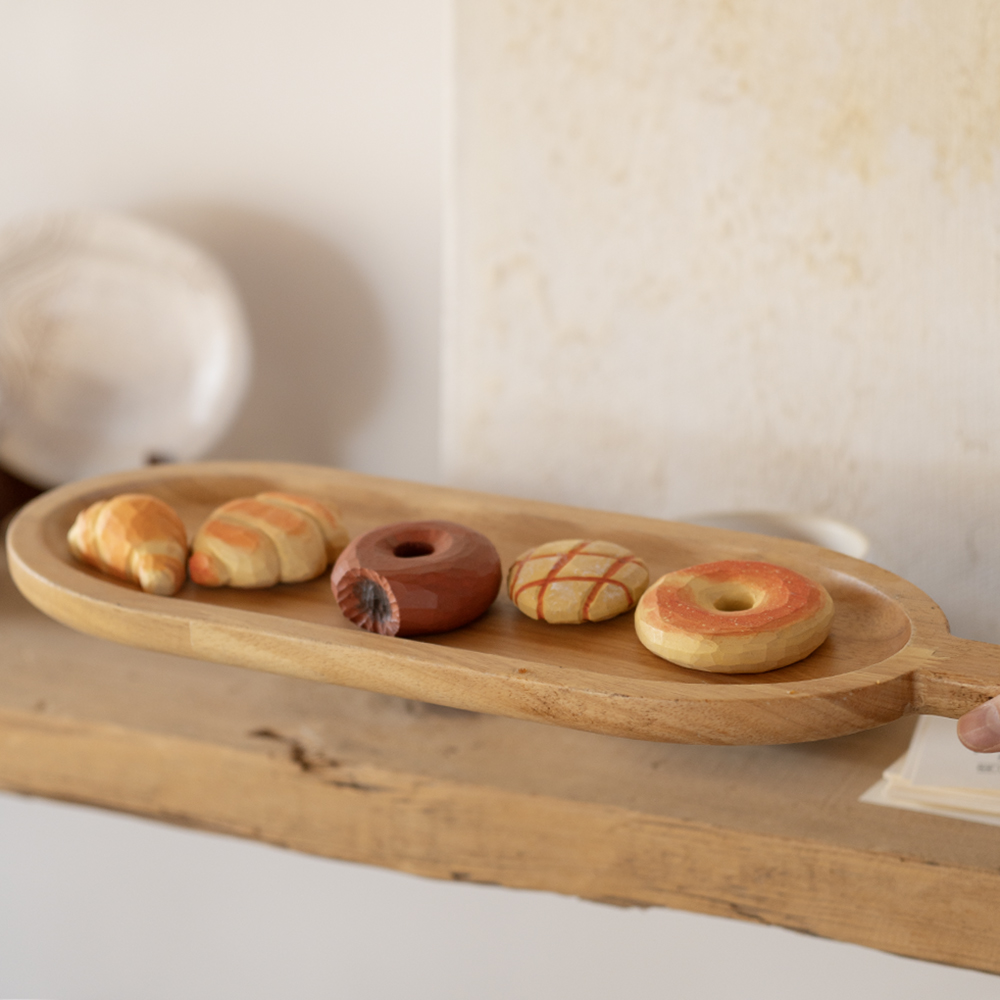 木雕面包 牛角包可颂甜甜圈仿真面包系列创意桌面摆件纯手工