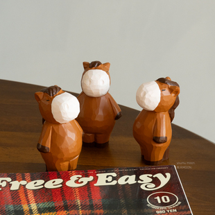 立马 站立的马 创意木雕桌面摆件马年寓意吉祥物谐音礼物礼品