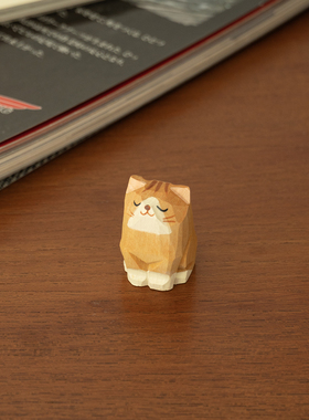 小橘猫 手作小猫木雕可爱治愈好物桌面摆件礼物礼品纯手工