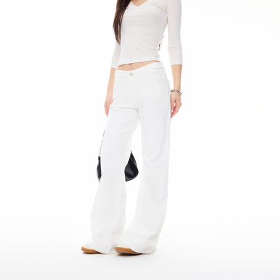 COLDSTONE白牛裤王！中低腰不卡裆阔腿弹力牛仔裤