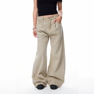 COLDSTONE 美式复古宽松休闲弯刀牛仔裤阔腿显瘦垂感长裤男女