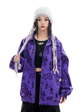 The Simpsons辛普森一家 抽绳连帽夹克卡通趣味图案涂鸦满印宽松