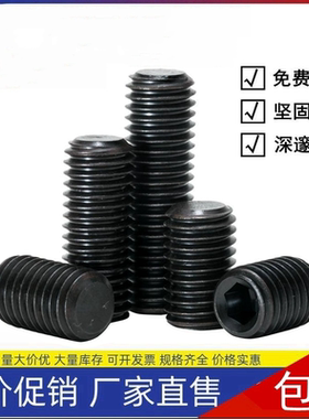 平端紧定12.9级无头螺丝DIN913机米顶丝螺钉M2-M16无头内六角螺丝
