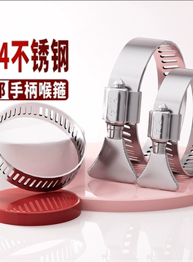 不锈钢喉箍304全钢抱箍强力箍夹箍管夹12mm宽手柄手拧美式管箍