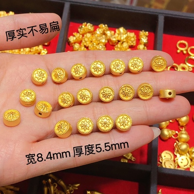 黄金莲花路路通 3D硬足金999莲花转运珠女红绳手链手串送妈妈