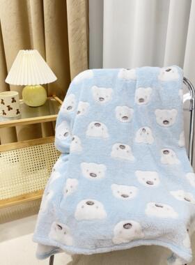 新INS风办公室午睡床单学生宝宝毛毯婴儿用法兰绒盖腿小被子膝盖
