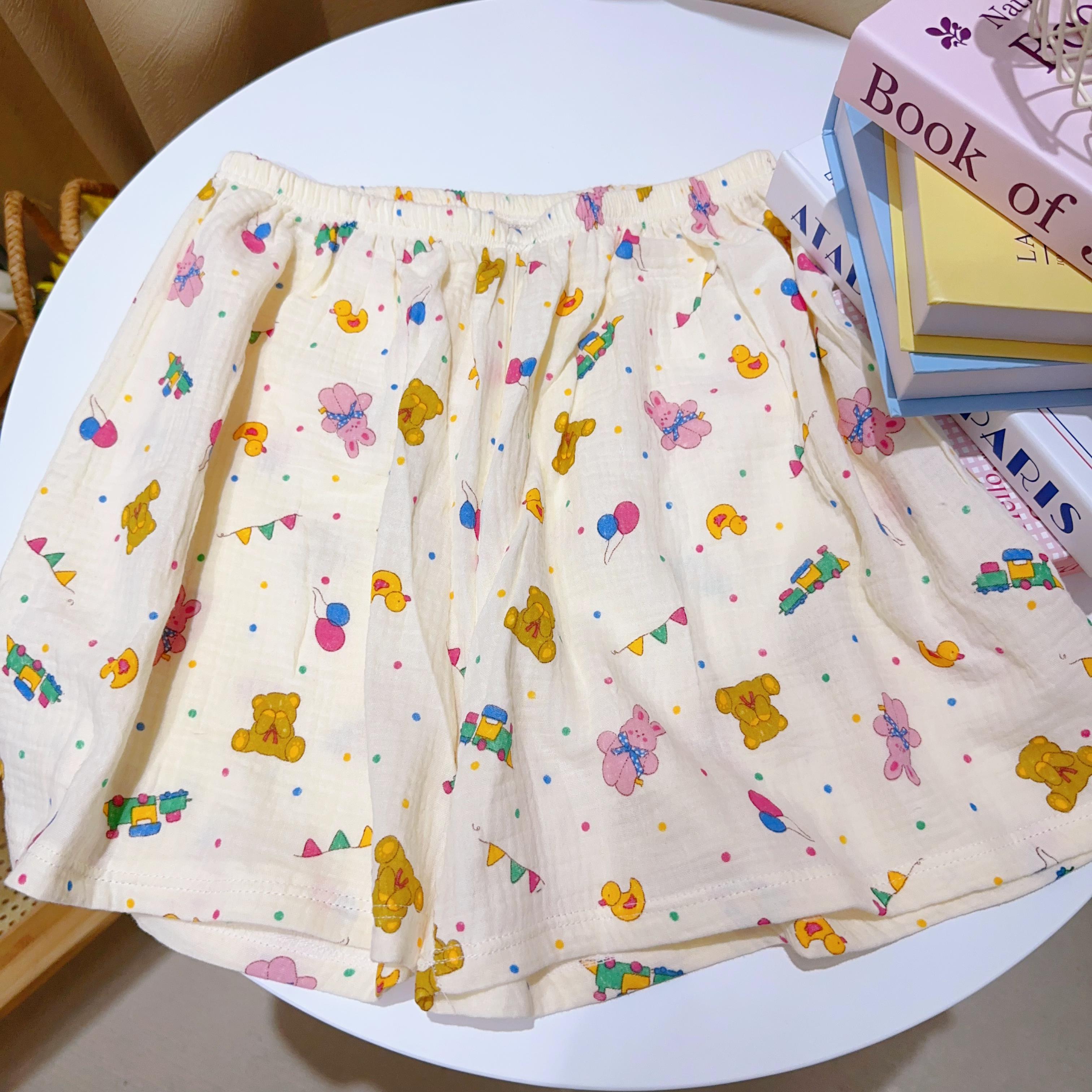 透氣休閑棉紗短褲睡褲嬰兒棉紗女