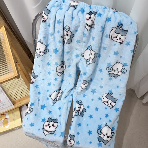 秋冬小八卡通加厚睡裤高腰保暖裤