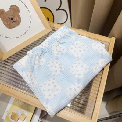 夏季休闲家居裤A类棉纱宽松透气