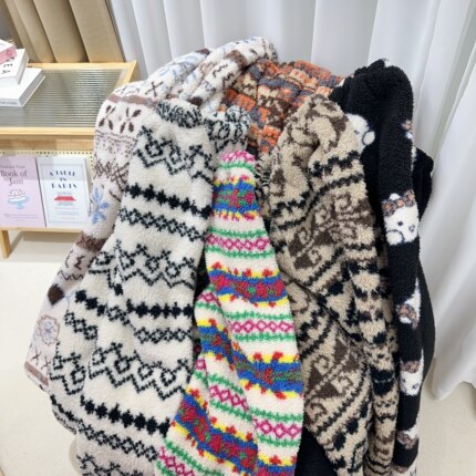 秋冬加厚雪粒绒家居裤保暖卡通高腰宽松睡裤休闲可外穿九分裤长裤
