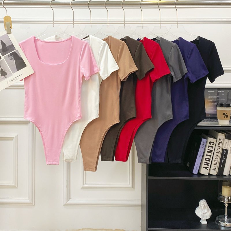 欧美风辣妹纯色方领短袖修身显瘦紧身t恤连体裤短裤女夏季新款,女装/女士精品,连体衣/裤,淘宝优惠券,粉丝福利购,淘宝优惠卷