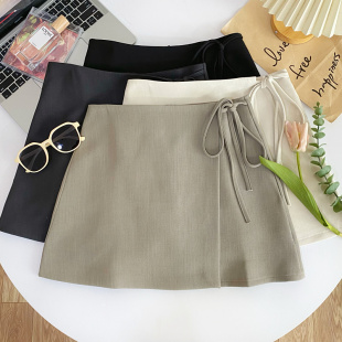 新款 时尚 气质百搭不规则系带高腰防走光a字半身裙短裙女2025夏季