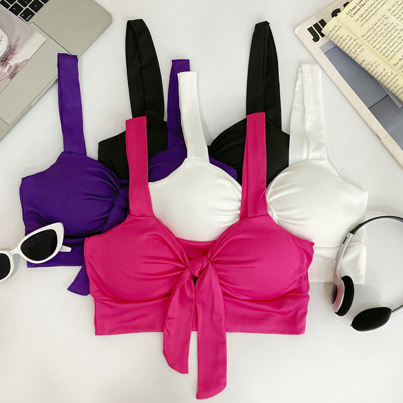 纯欲风性感绑带短款背心上衣女