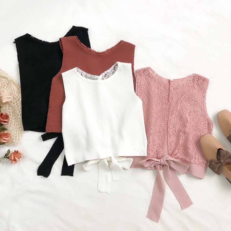 圆领后背蕾丝百搭修身背心