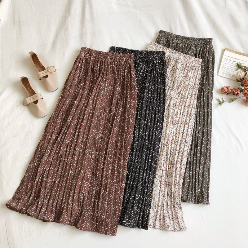 2019秋冬韩版新款时尚甜美百搭碎花压褶高腰显瘦中长款A字半身裙在类目 女装/女士精品, 半身裙中 - 来自Buy2taobao.com提供专业的淘宝代购服务