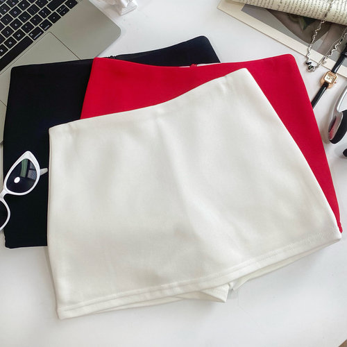 简约百搭纯色防走光半身裙短裙女