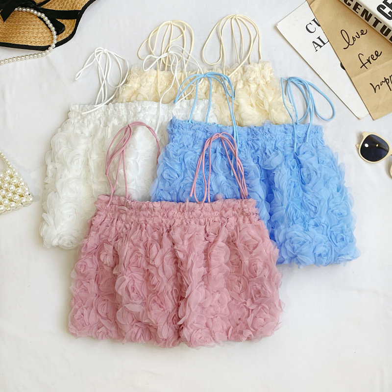 海边度假旅游甜美立体花瓣系带短款小个子吊带背心外穿上衣女夏季,女装/女士精品,背心吊带,淘宝优惠券,粉丝福利购,淘宝优惠卷