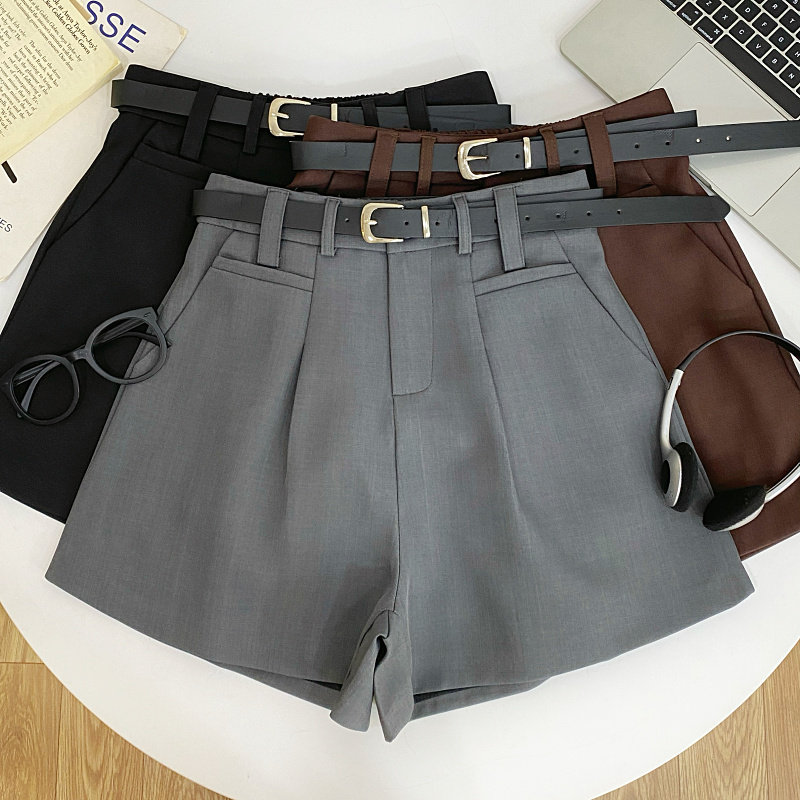 时尚气质休闲百搭半松紧高腰显瘦西装短裤阔腿裤配皮带女秋冬新款,女装/女士精品,休闲裤,淘宝优惠券,粉丝福利购,淘宝优惠卷