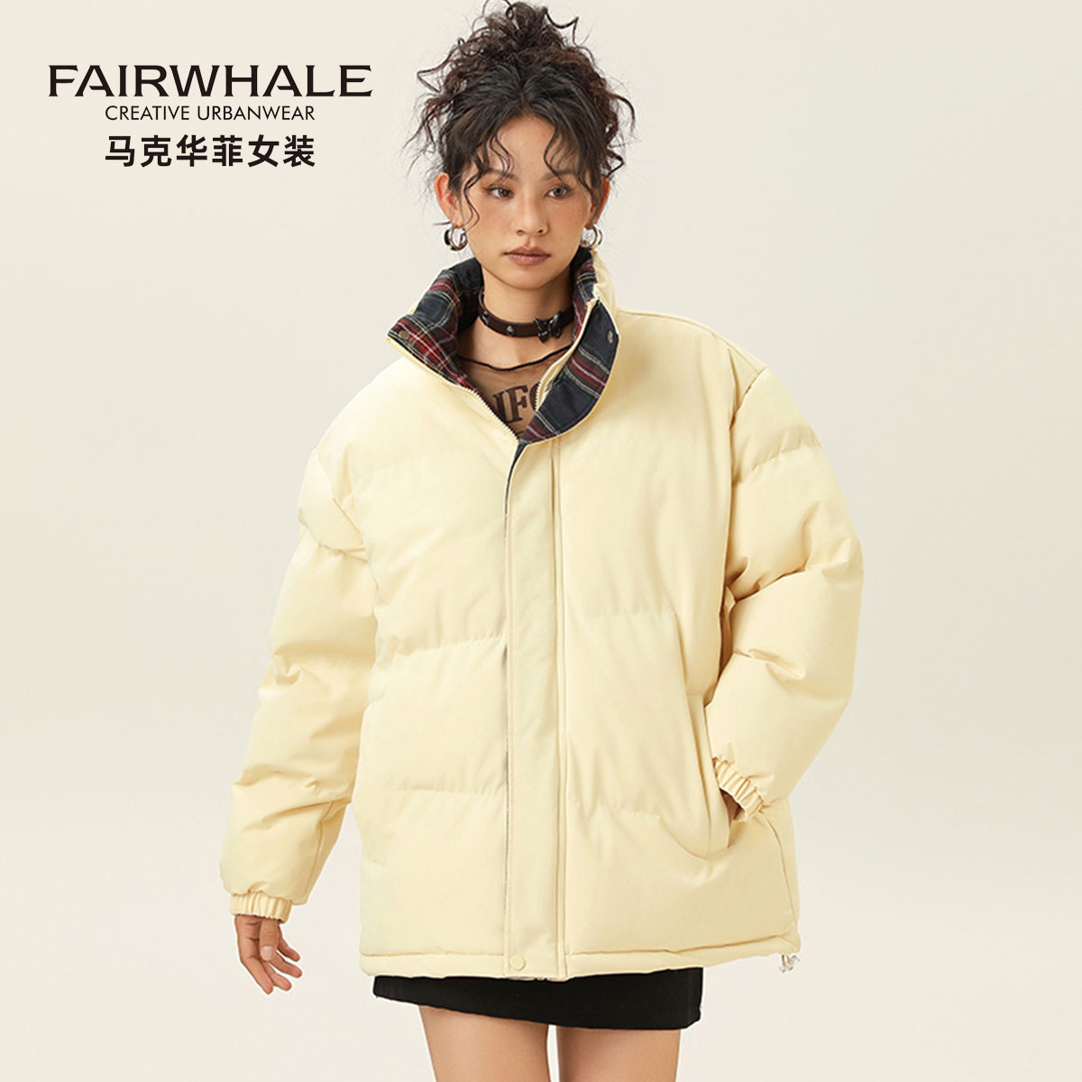 马克华菲冬季棉衣女加厚棉袄棉服
