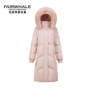 马克华菲真狐狸毛大毛领羽绒服女中长款2026新款冬季加厚保暖外套
