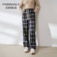 马克华菲格子裤 子 宽松高级感休闲裤 女春秋2025新款 高腰直筒阔腿裤