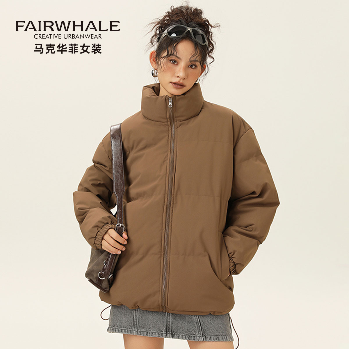 马克华菲冬季面包服棉衣外套女