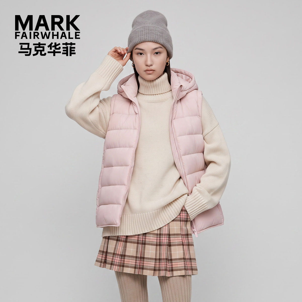 马克华菲连帽羽绒服马甲外套女图片