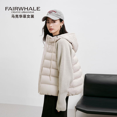 马克华菲冬季拼接羽绒服女薄款