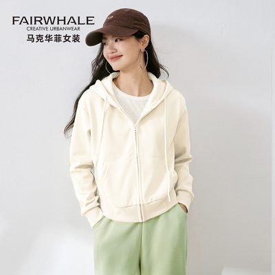 马克华菲休闲短款连帽卫衣外套女