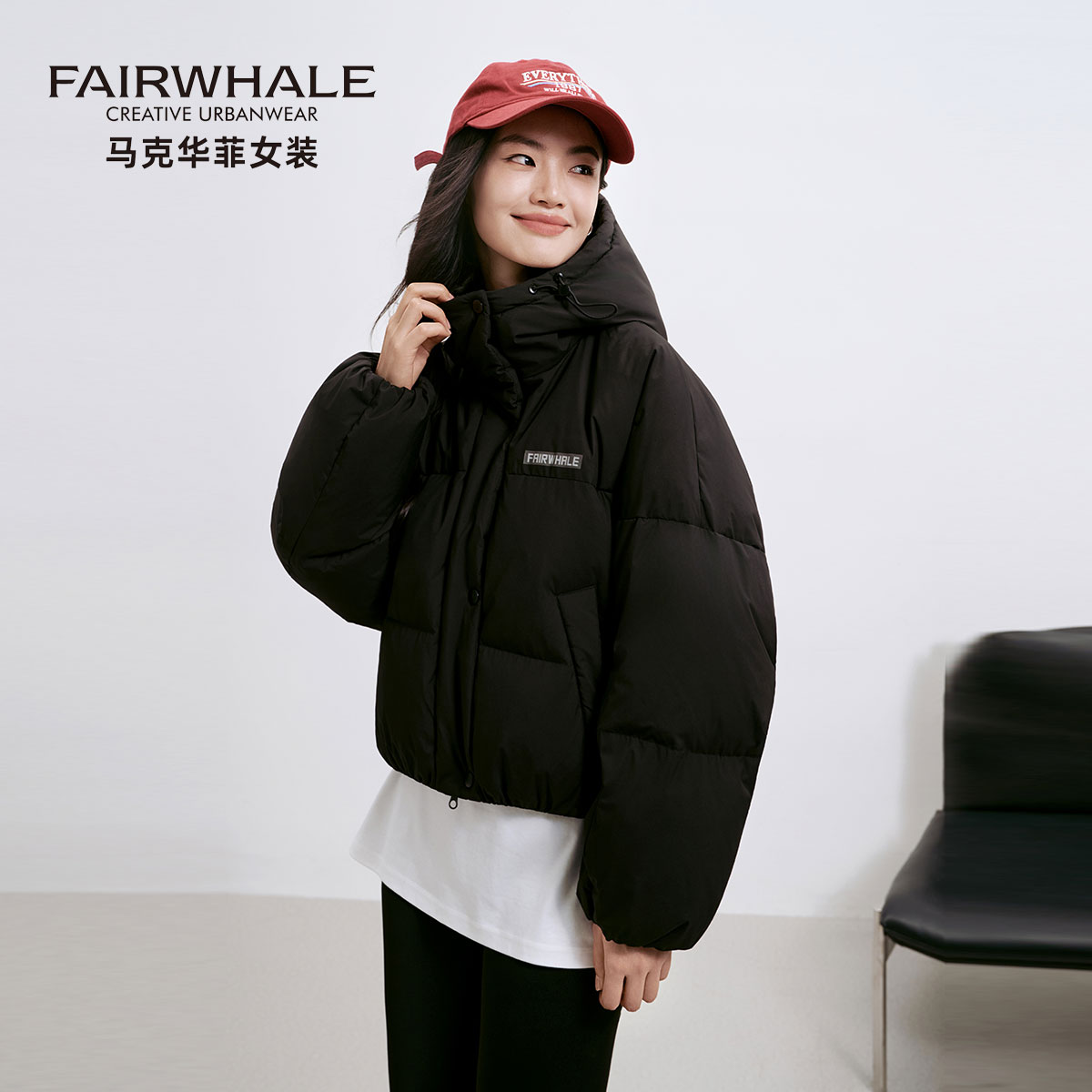 连帽短款羽绒服女小个子三防外套