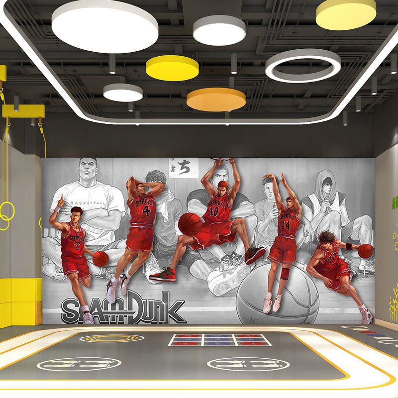 3d漫画灌篮高手墙纸篮球馆海报装饰背景墙壁画健身房卧室动漫壁纸