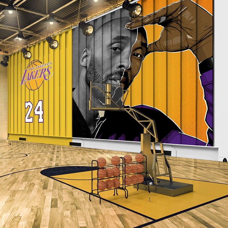 3d篮球墙纸nba球星科比海报球馆装修背景墙壁画健身房运动馆壁纸