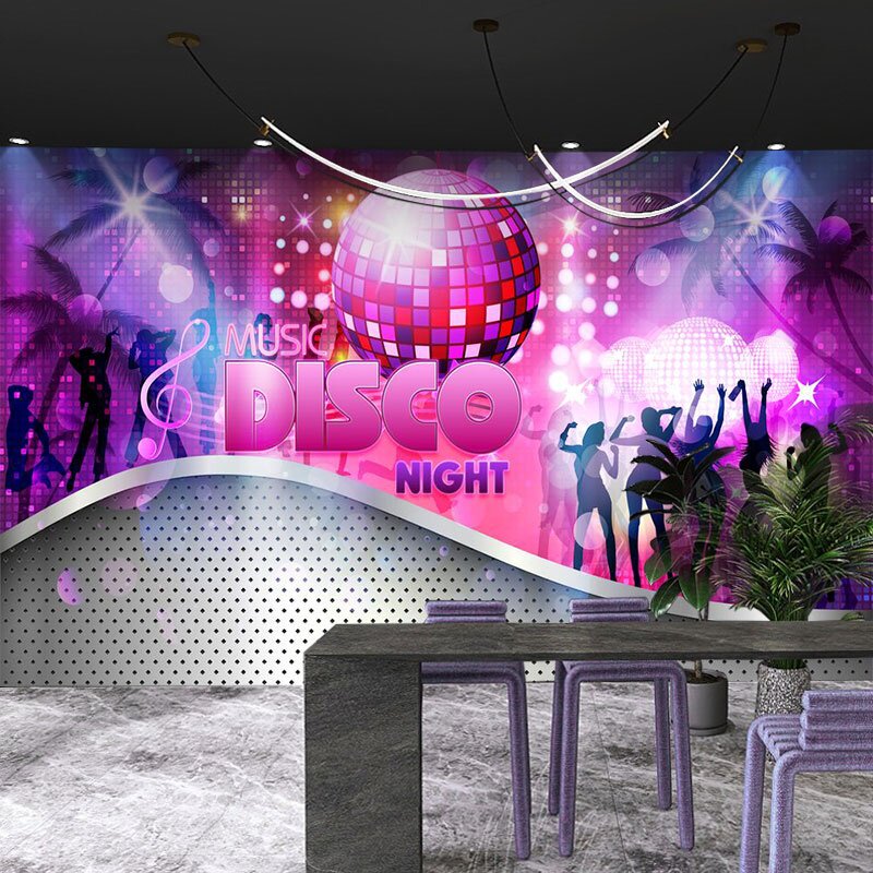 ktv酒吧包厢工业风金属科技感壁纸歌舞厅墙纸酒吧舞台美女背景墙