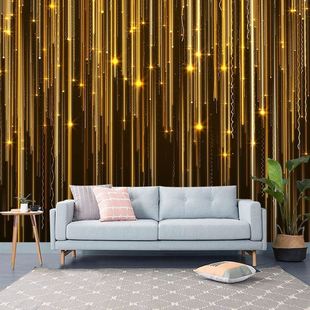 3d金色发光KTV包厢装 饰墙面壁纸酒吧墙布K房玫瑰金直播间背景墙纸