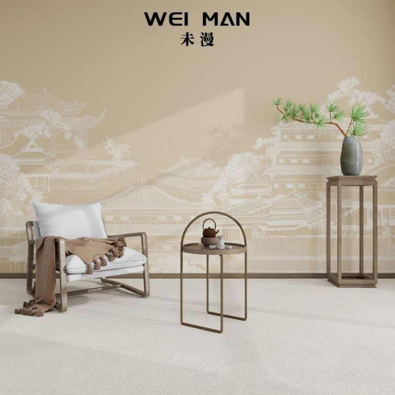 宋代美学中式线描楼阁装饰壁画客厅电视背景墙纸卧室茶室壁纸墙布图片