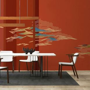 3d中国风故宫红墙布壁纸新中式国潮喜庆餐厅火锅饭店装修背景墙纸