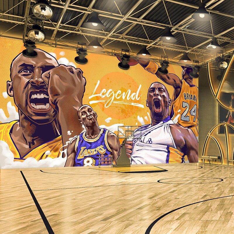 nba明星科比壁纸艾弗森海报大学宿舍卧室壁画鞋店篮球场背景墙纸
