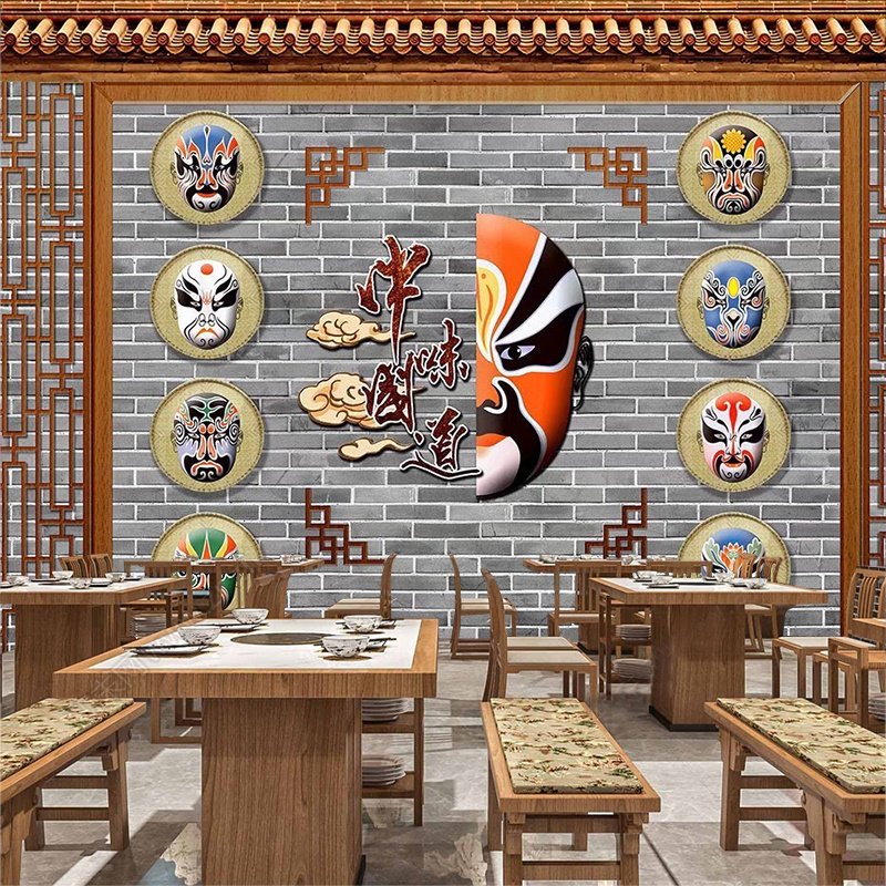 3d仿真红火砖墙纸复古怀旧烧烤烤肉店装修火锅店川菜馆麻辣烫壁纸