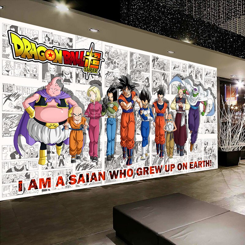 日本黑白漫画墙纸动漫龙珠背景墙装饰卧室宿舍网吧ktv健身房壁纸