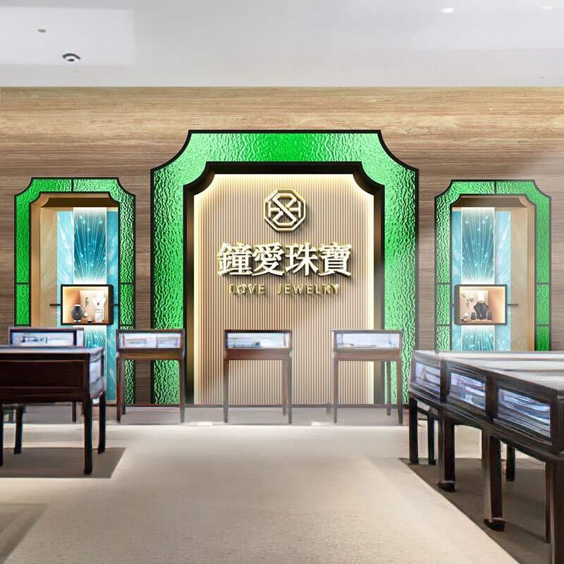 玉石店铺陈列展厅3d背景墙纸玉石玉器店壁纸古玩珠宝直播间背景墙