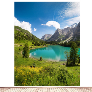 阿尔卑斯山湖泊青山绿水风景画自然山水贴画装饰贴画12