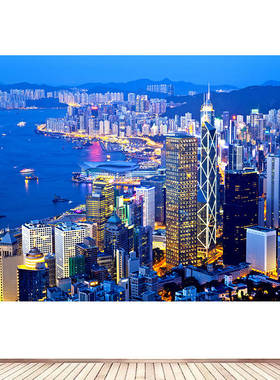 简约现代装饰画香港城市地标建筑风景画海报定制房间背景墙贴画08