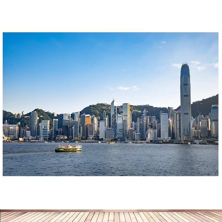 简约现代装饰画香港城市地标建筑风景画海报定制房间背景墙贴画09图片