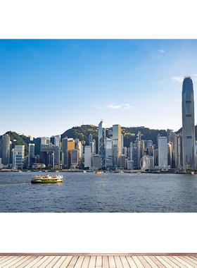 简约现代装饰画香港城市地标建筑风景画海报定制房间背景墙贴画09